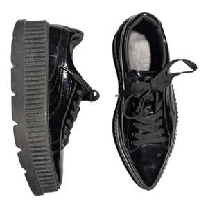 Fenty Puma by Rihanna Pointy Creeper Black Patent Leather Platform Sneakers 6.5